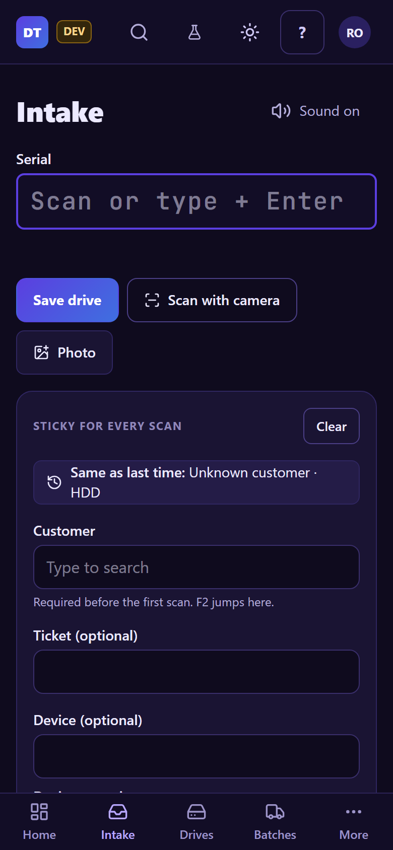 Intake on a phone