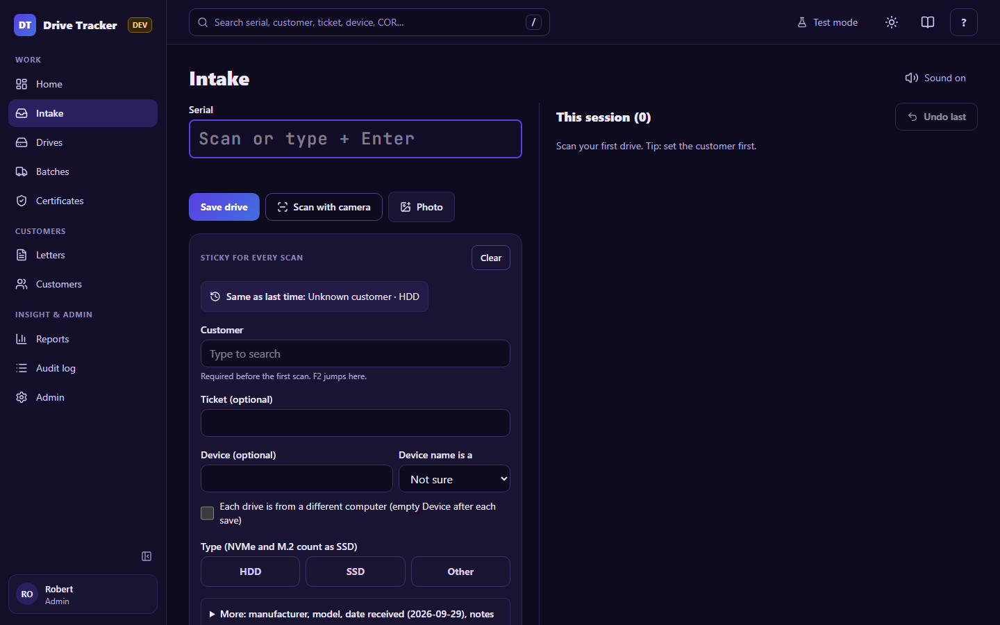Intake on a PC
